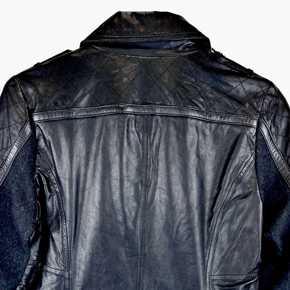VTG Genuine Leather and Wool Jacket Ashley B Bernardo from Nordstrom Black Y2K S - Picture 4 of 13